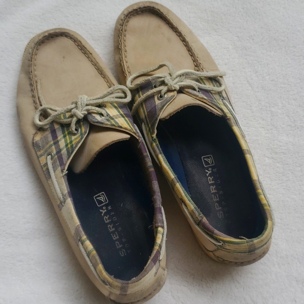 Sperry topsiders plaid detail size 8
